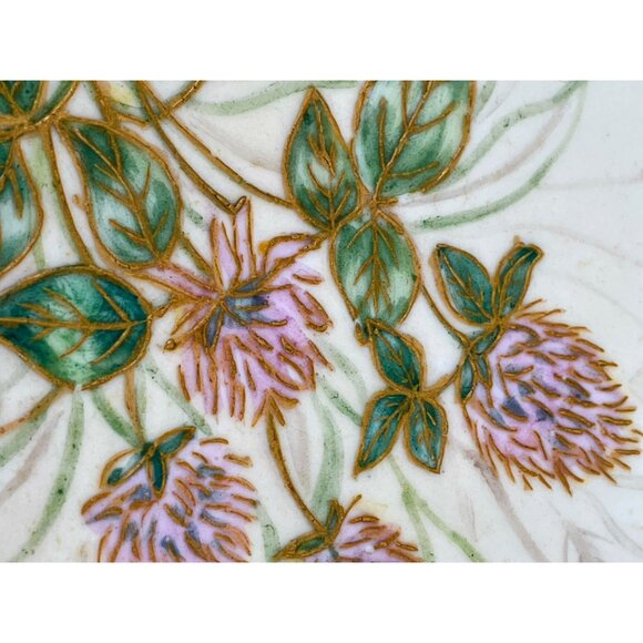 Antique Limoges Strauss & Sons Plate Heavy Gold Hand Painted Clover Flowers 8" - Picture 11 of 13